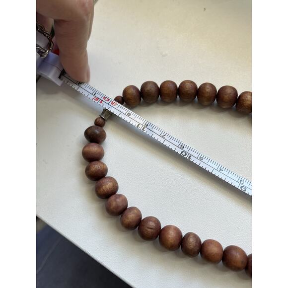 Large Carved Wood Bead Tribal Statement Necklace Zebra Elephant Fettish 24” - Picture 3 of 3